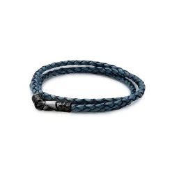 Blaues Wickel-Lederarmband