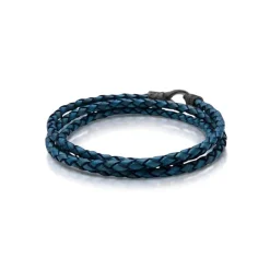 Blaues Wickel-Lederarmband