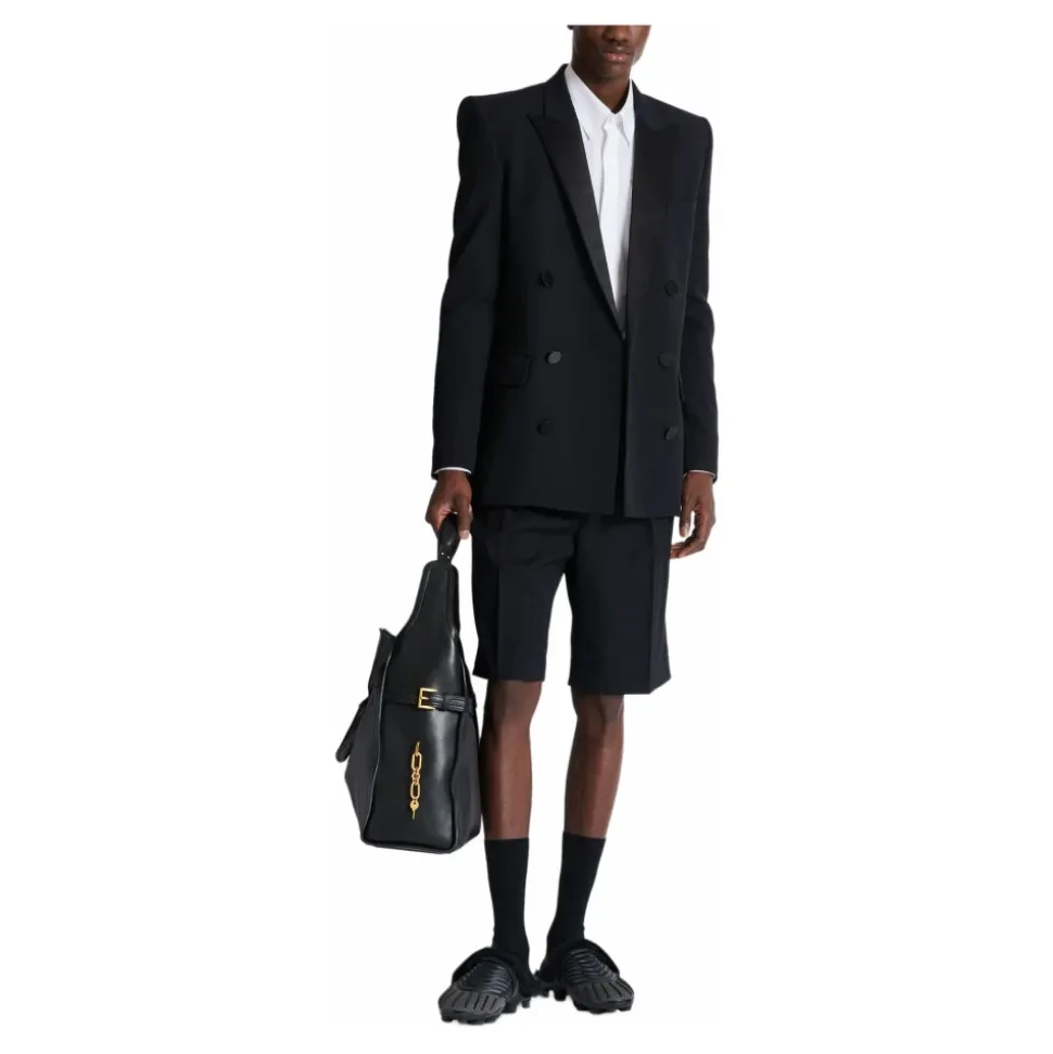 Blazer aus Grain-de-Poudre mit Revers aus Satin