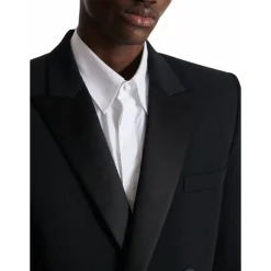 Blazer aus Grain-de-Poudre mit Revers aus Satin