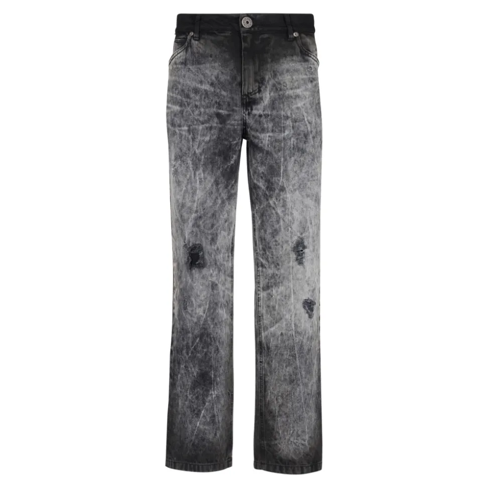 Bleached Straight Denim Pants