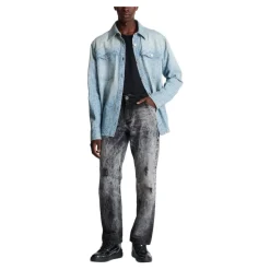 Bleached Straight Denim Pants