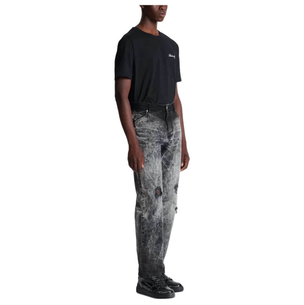 Bleached Straight Denim Pants