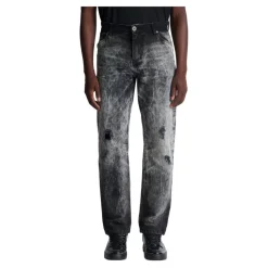 Bleached Straight Denim Pants