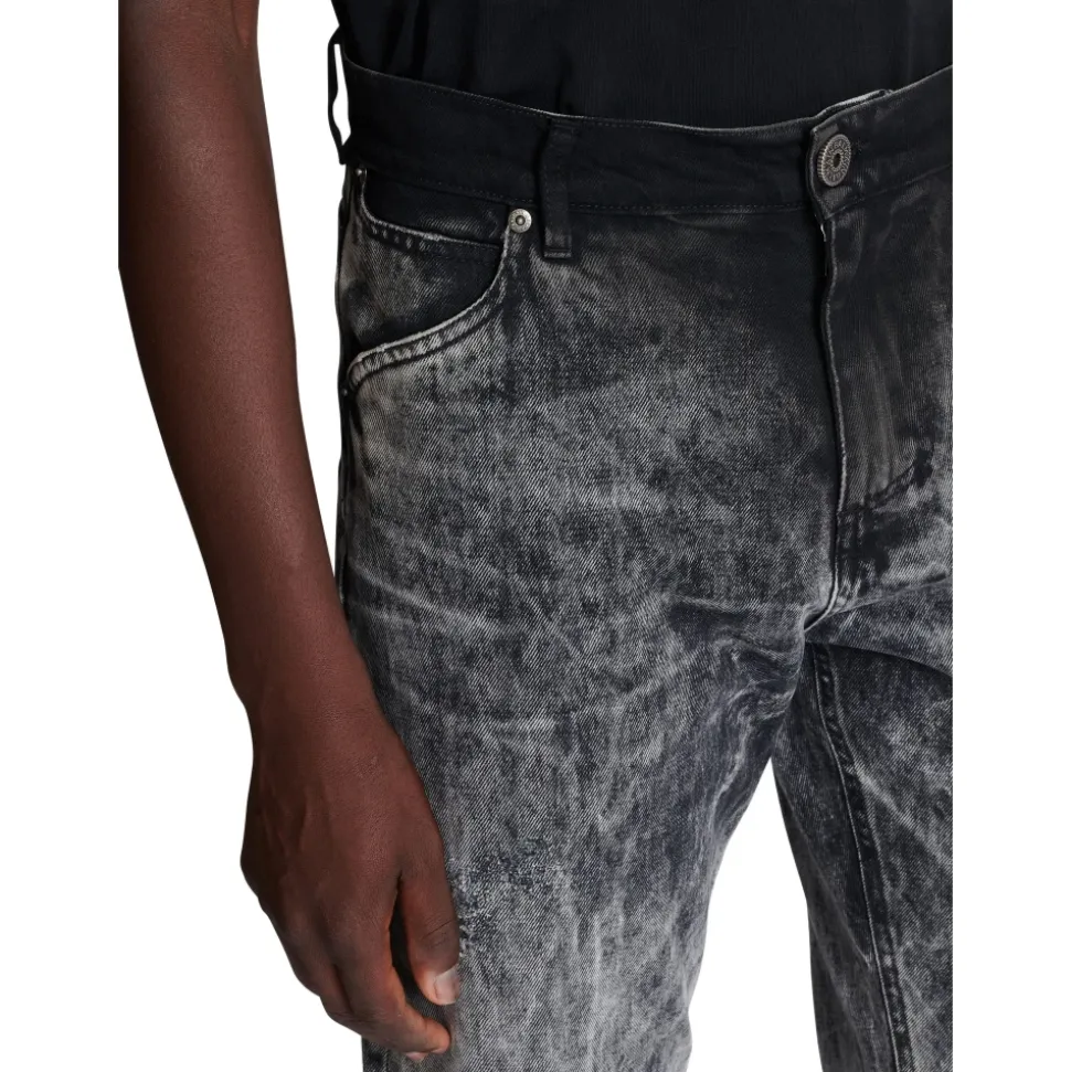 Bleached Straight Denim Pants
