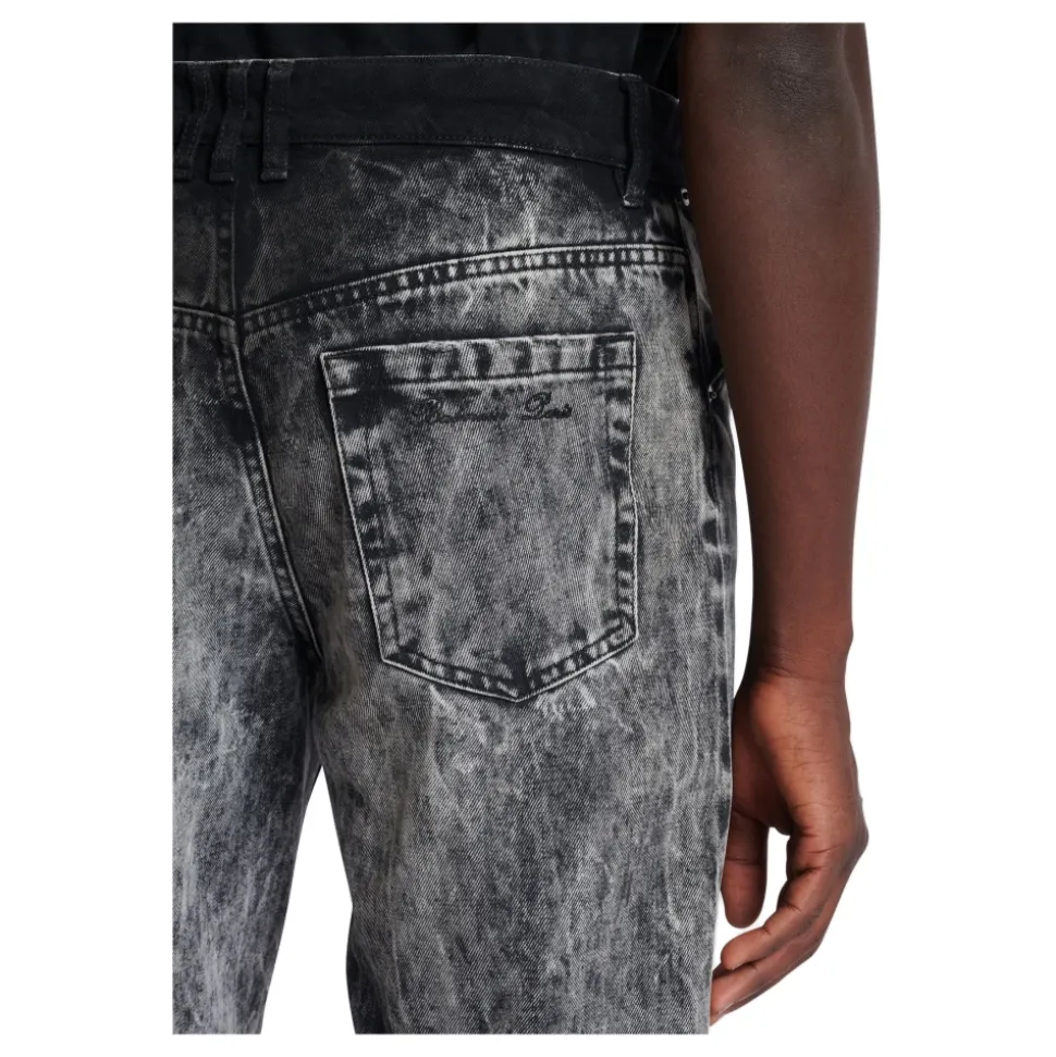 Bleached Straight Denim Pants