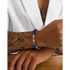 Blue Dumortierite Healing Bracelet with Gold Lock