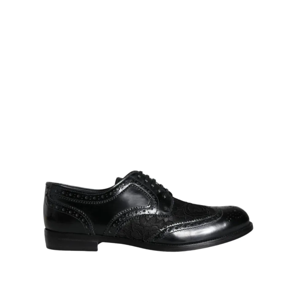Blumen Brogue Wingtip Lederschuhe
