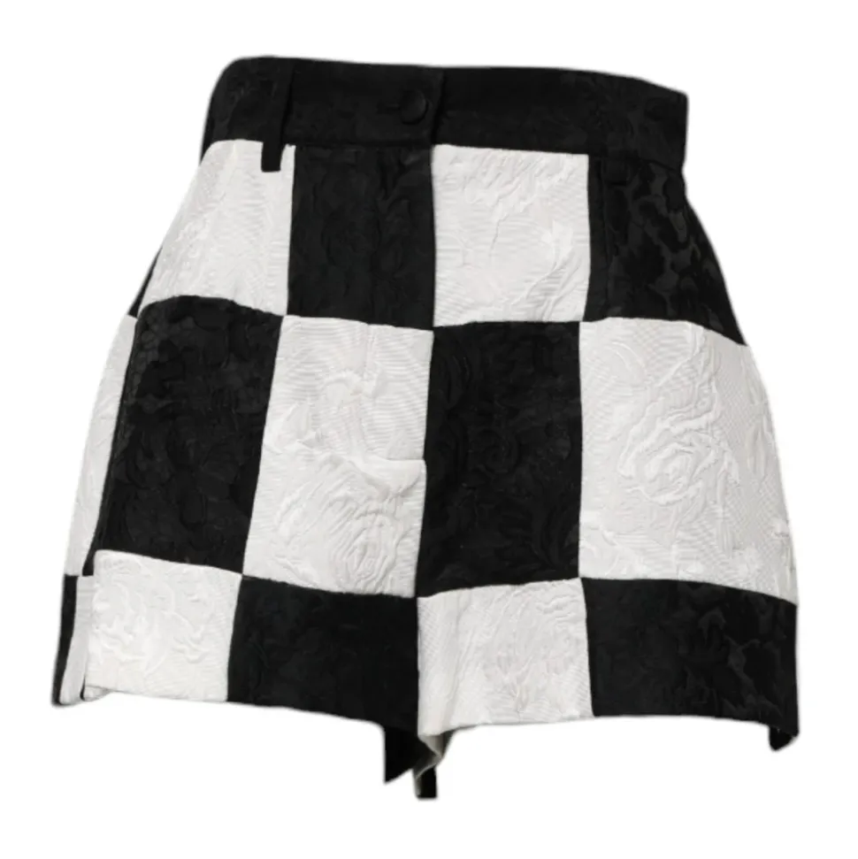 Blumige Brokat High Waist Shorts