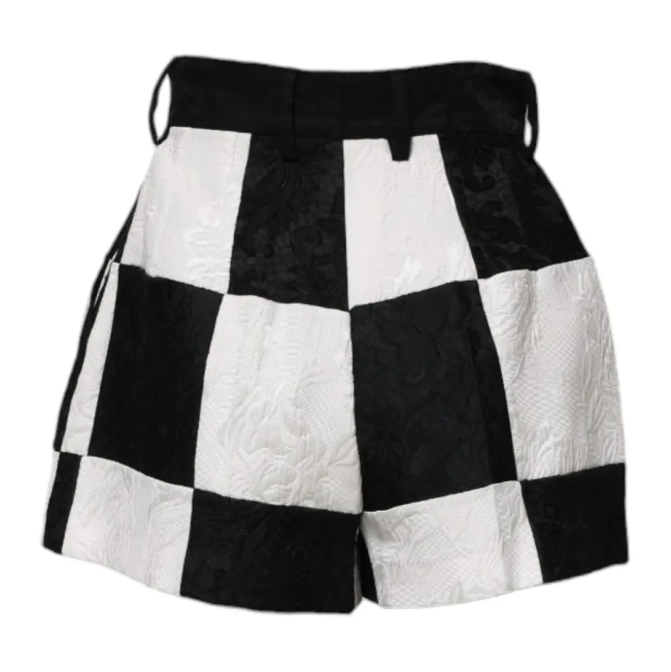 Blumige Brokat High Waist Shorts
