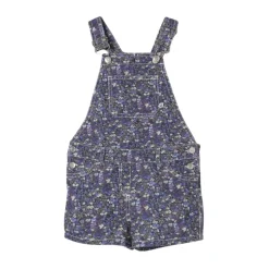 Blumige Denim-Overall-Shorts