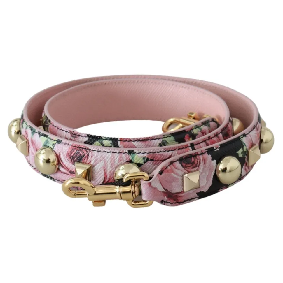 Blumiger Gold Stud Lederriemen Rosa
