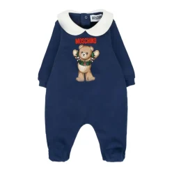 Body mit Peter-Pan-Kragen und Teddybär-Print mit Druckknopf-Booties