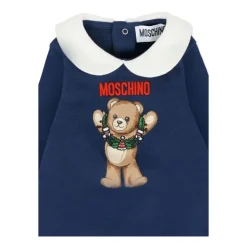 Body mit Peter-Pan-Kragen und Teddybär-Print mit Druckknopf-Booties