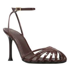 Bordeaux Lackleder Käfig Sandalen