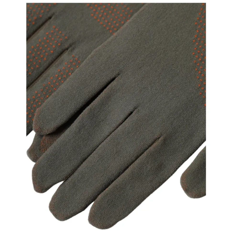 Braune Baumwollstretch-Handschuhe in Handgelenklänge