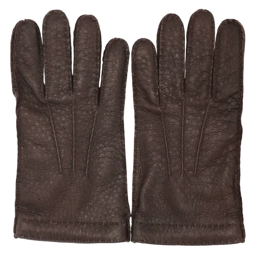 Braune Cashmere-gefütterte Pecari-Handschuhe