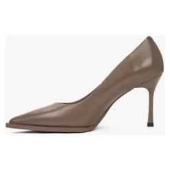 Braune Echte Leder Pumps Mit Spitzer Kappe Für Frauen