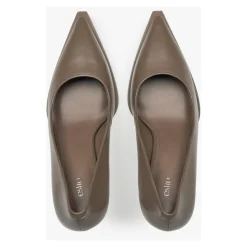 Braune Echte Leder Pumps Mit Spitzer Kappe Für Frauen