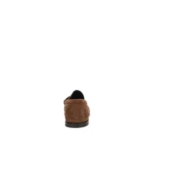 Braune flache Mokassin-Schuhe aus Wildleder