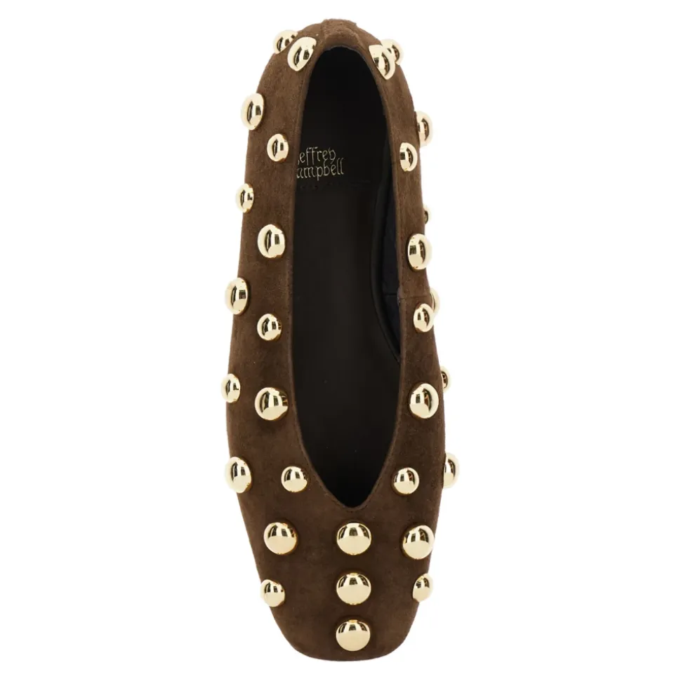 Braune Flache Schuhe Wildleder Gold