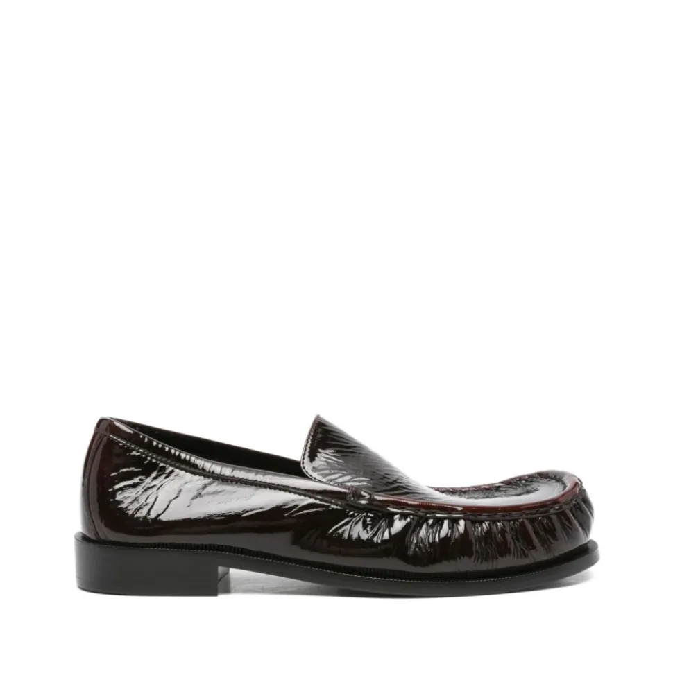 Braune Leder Slip-On Flache Schuhe