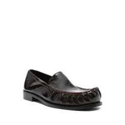 Braune Leder Slip-On Flache Schuhe
