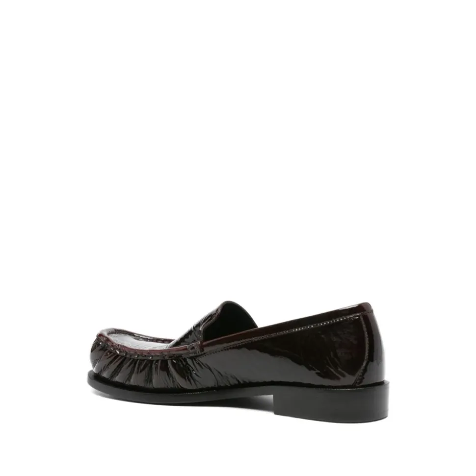 Braune Leder Slip-On Flache Schuhe
