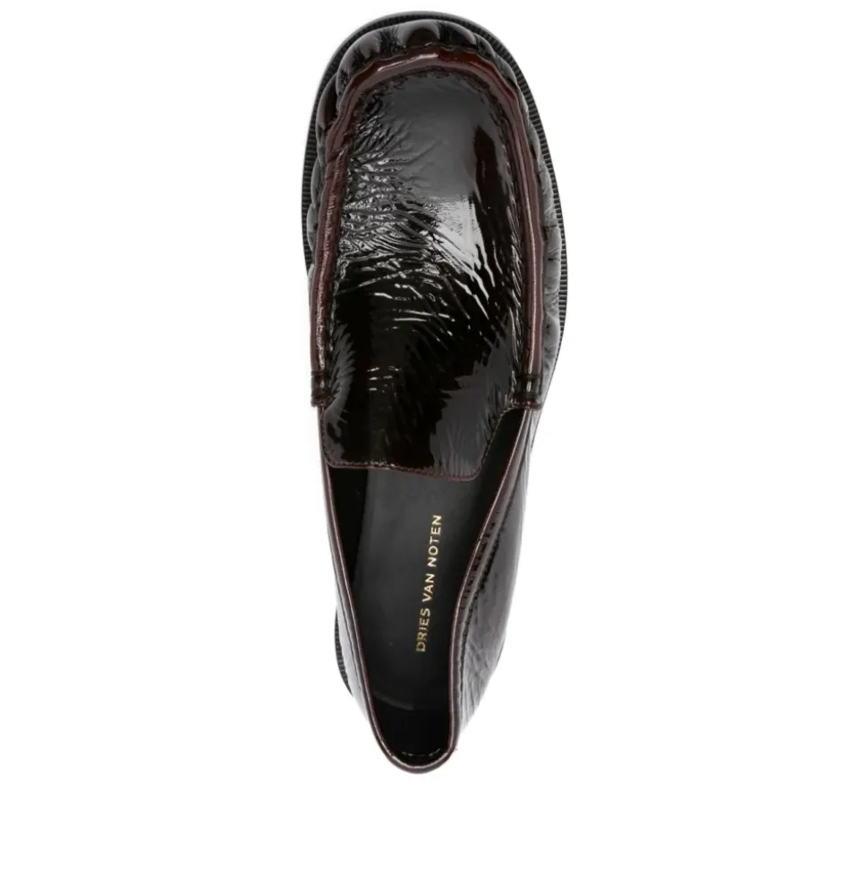 Braune Leder Slip-On Flache Schuhe