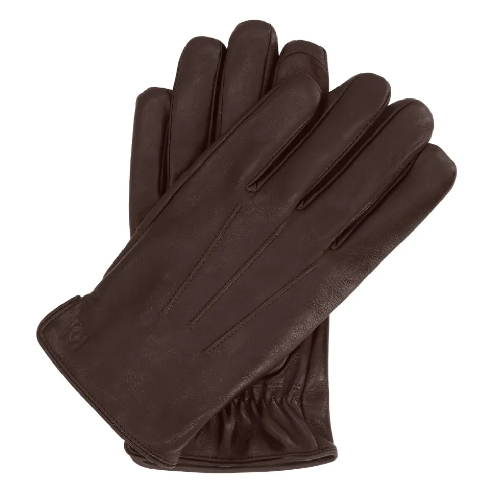 Braune Lederhandschuhe mit Touchscreen-Funktion
