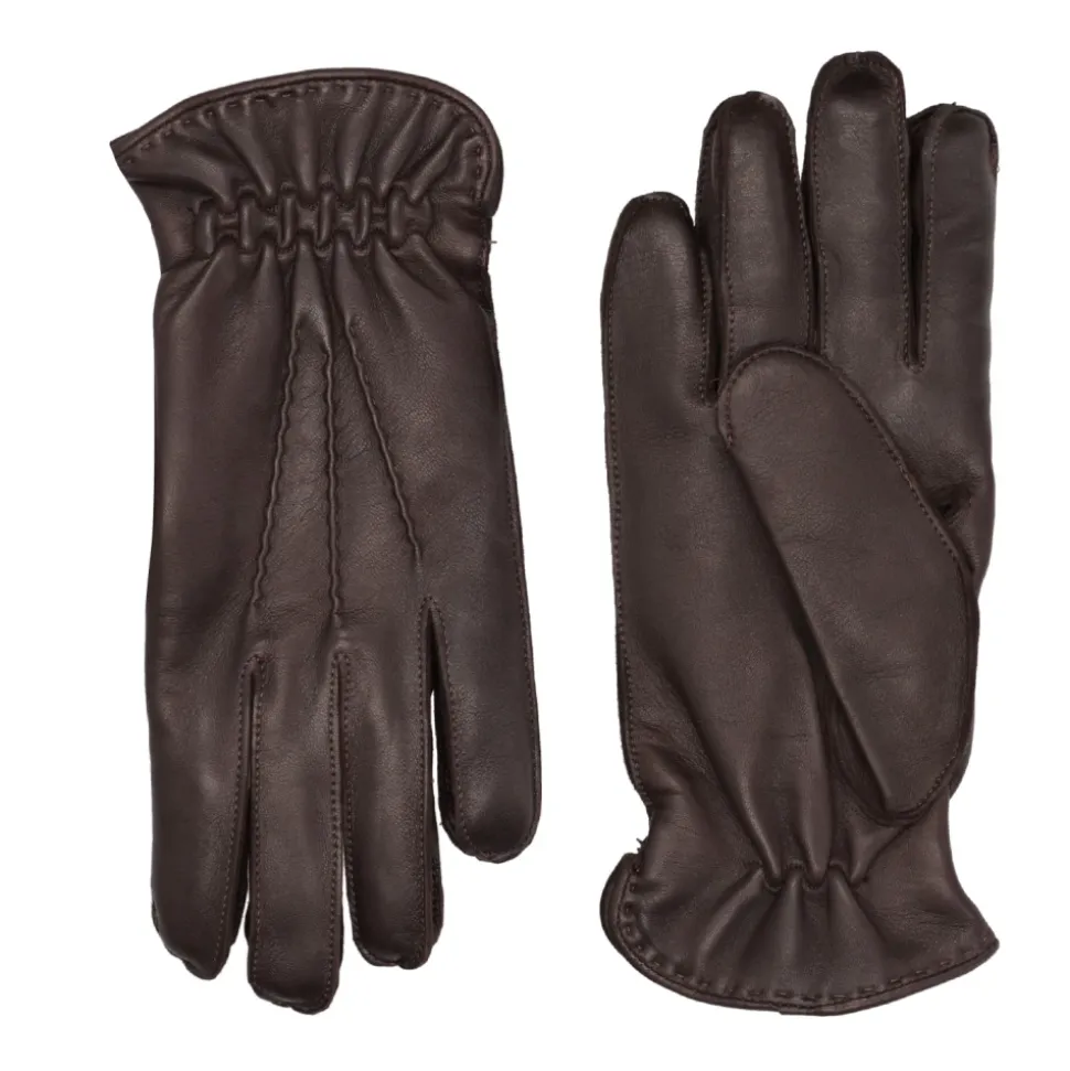 Braune Lederhandschuhe mit Kaschmirfutter