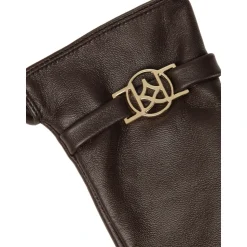 Braune Lederhandschuhe mit Monogramm