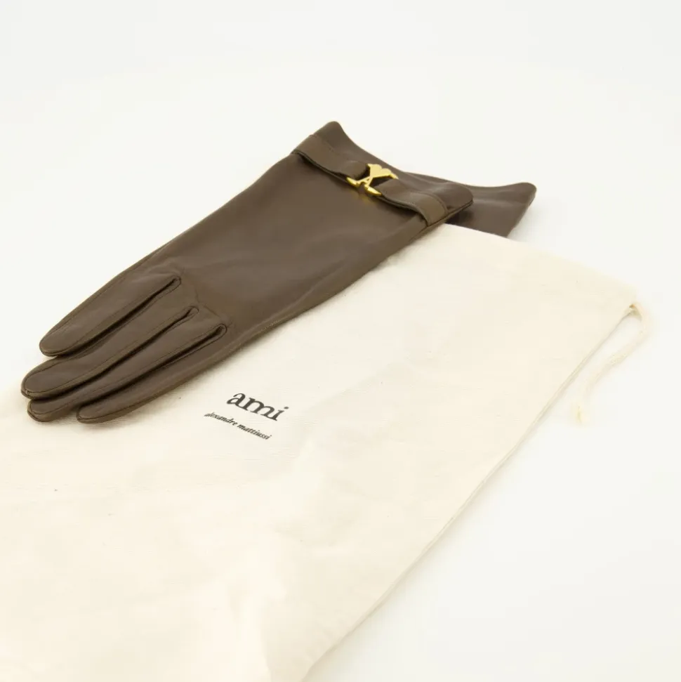 Braune Lederhandschuhe Unisex Modell