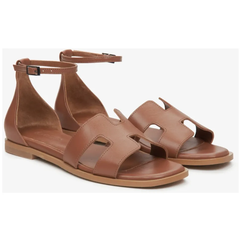Braune Ledersandalen für Frauen