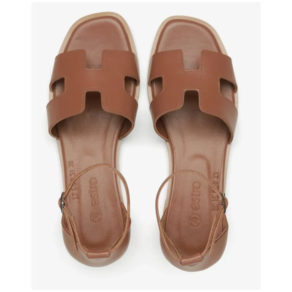 Braune Ledersandalen für Frauen