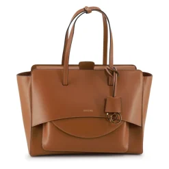 Braune Leder-Schultertasche mit Gold-Details