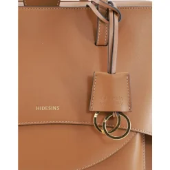 Braune Leder-Schultertasche mit Gold-Details