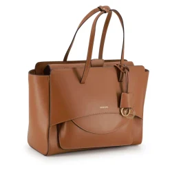 Braune Leder-Schultertasche mit Gold-Details
