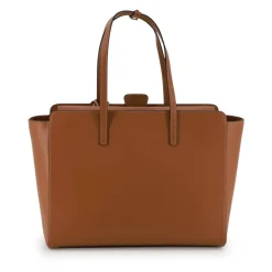 Braune Leder-Schultertasche mit Gold-Details