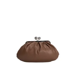 Braune Lederschultertasche mit Kettenriemen