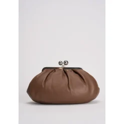 Braune Lederschultertasche mit Kettenriemen