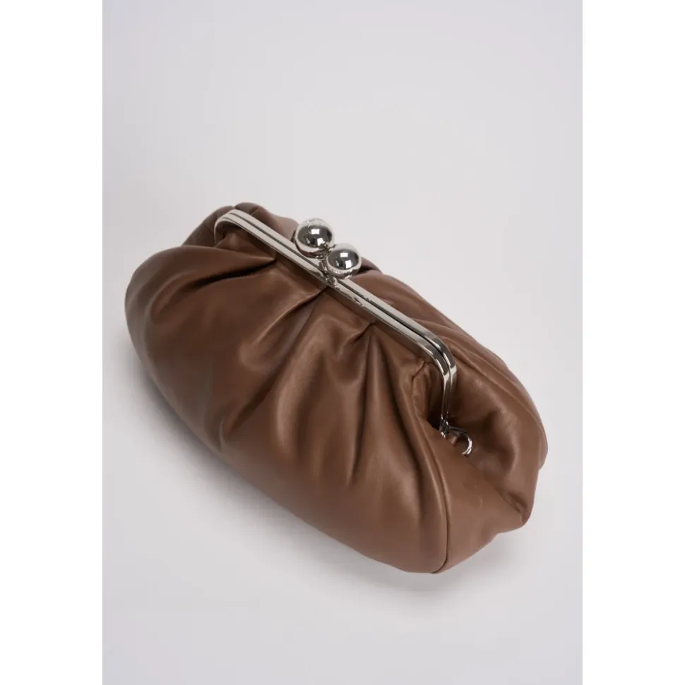 Braune Lederschultertasche mit Kettenriemen