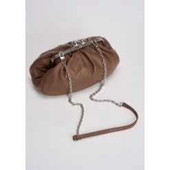 Braune Lederschultertasche mit Kettenriemen