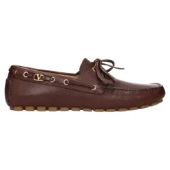 Braune Leder-Slipper im Vintage-Stil