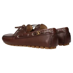 Braune Leder-Slipper im Vintage-Stil
