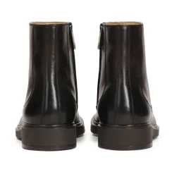 Braune Lederstiefeletten mit Reißverschluss