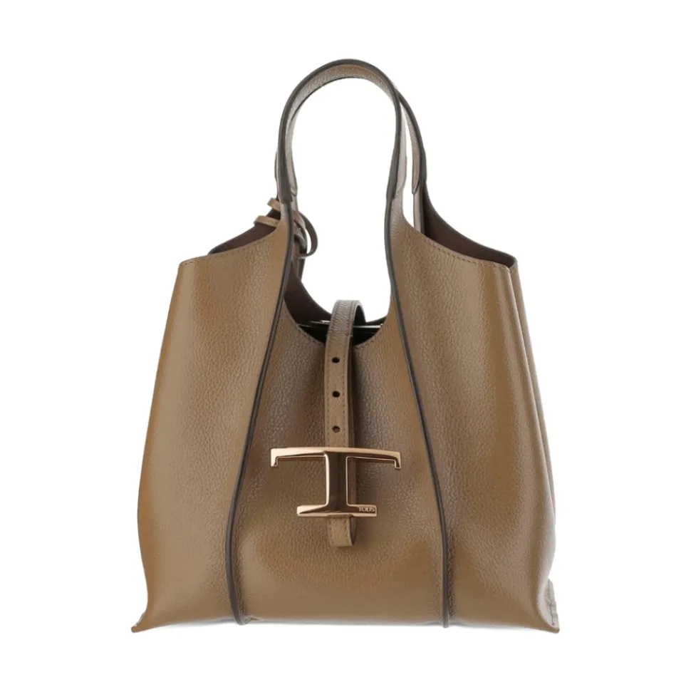 Braune Leder-T-Schnalle Handtasche