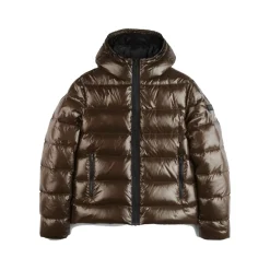Braune Pufferjacke mit Kapuze