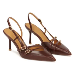 Braune Pumps mit offener Ferse