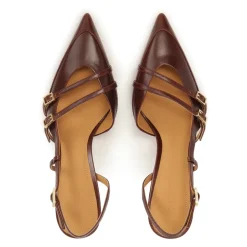 Braune Pumps mit offener Ferse